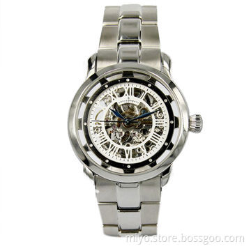 Automatic skeleton face watch for business, made of full stainless steel case and band, 3ATM